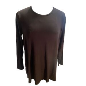 Eileen Fisher Black Long Sleeve Crew Neck Top Sz. L Polished Jersey